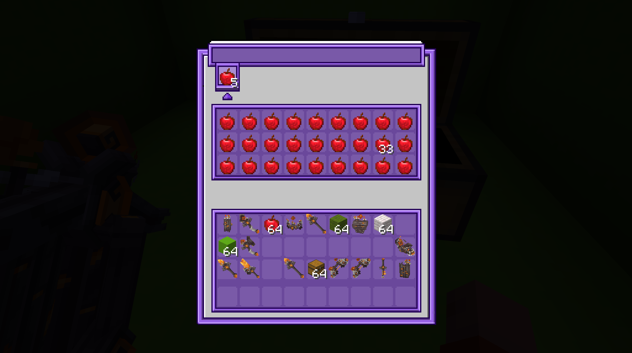 The same custom GUI open in Minecraft Bedrock