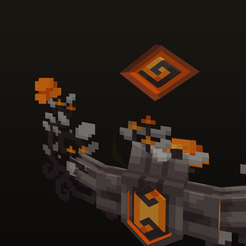 A custom weapon rendered with a transparent background, floating on a neutral backdrop